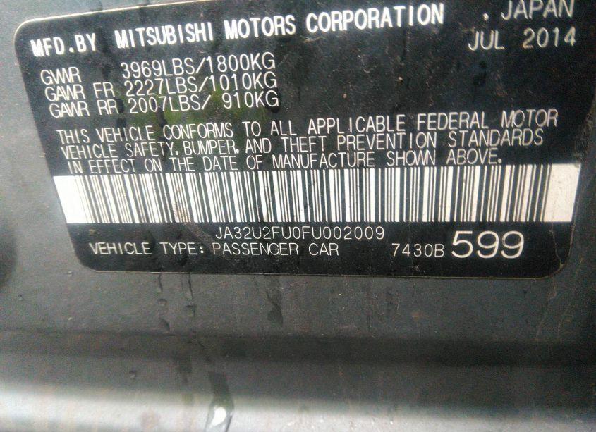 Photo 9 of 2015 Mitsubishi Lancer ES (VIN JA32U2FU0FU002009)