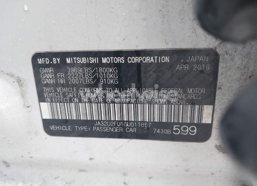 Photo 9 of 2016 Mitsubishi Lancer ES (VIN JA32U2FU1GU011657)