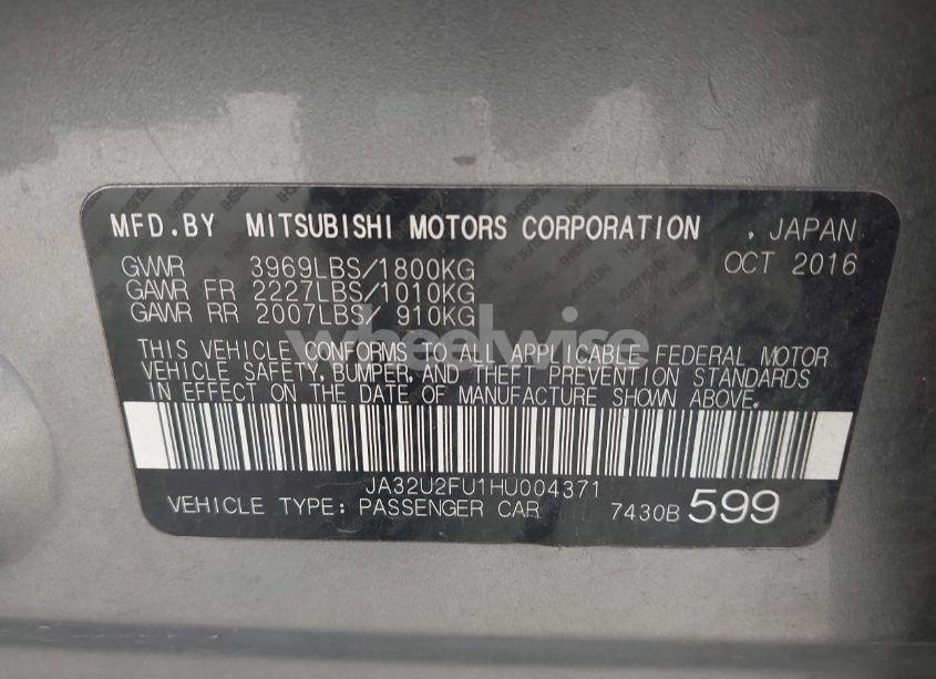 Photo 9 of 2017 Mitsubishi Lancer ES (VIN JA32U2FU1HU004371)