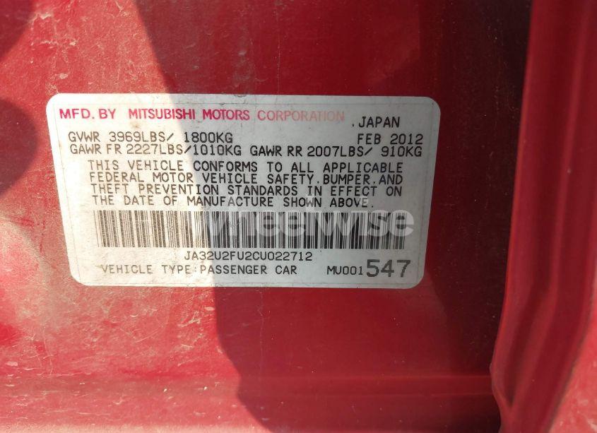 Photo 9 of 2012 Mitsubishi Lancer ES (VIN JA32U2FU2CU022712)