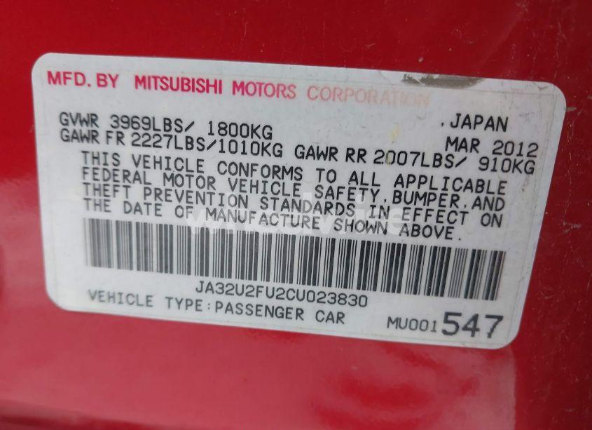 Photo 9 of 2012 Mitsubishi Lancer ES (VIN JA32U2FU2CU023830)