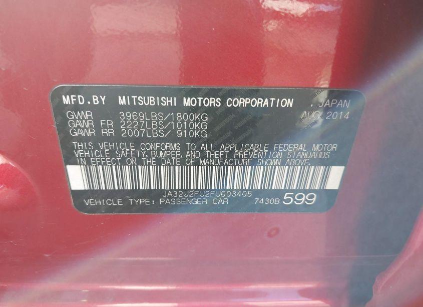 Photo 9 of 2015 Mitsubishi Lancer ES (VIN JA32U2FU2FU003405)