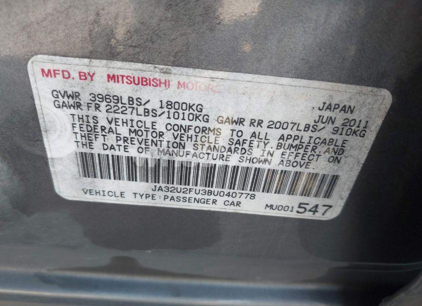 Photo 9 of 2011 Mitsubishi Lancer ES (VIN JA32U2FU3BU040778)