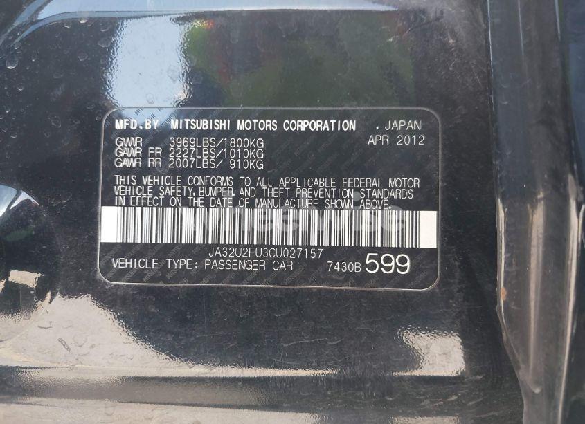 Photo 9 of 2012 Mitsubishi Lancer ES (VIN JA32U2FU3CU027157)