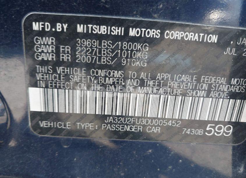 Photo 9 of 2013 Mitsubishi Lancer ES (VIN JA32U2FU3DU005452)