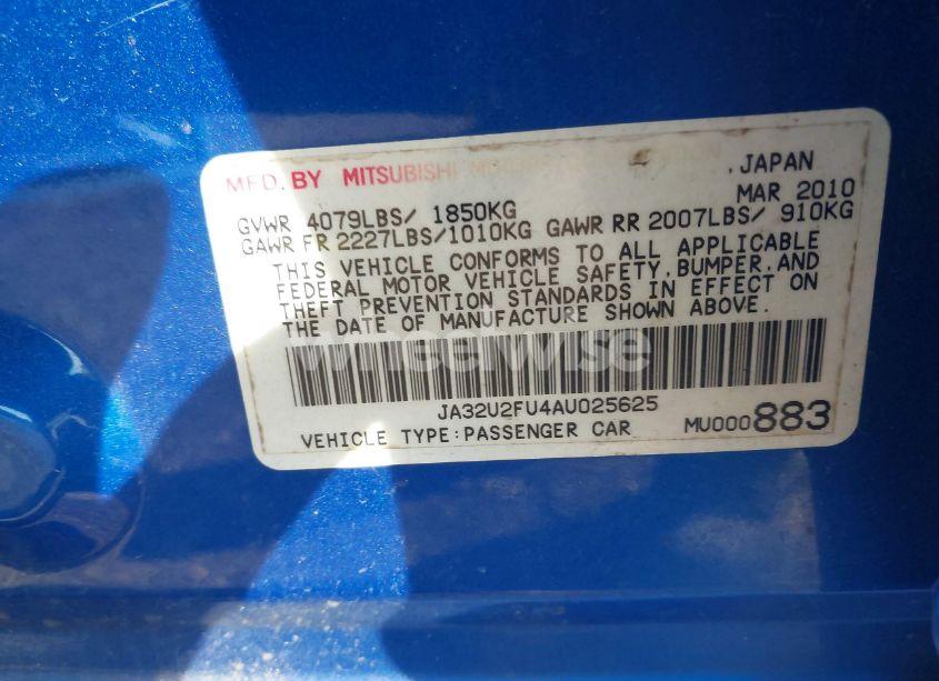 Photo 9 of 2010 Mitsubishi Lancer ES (VIN JA32U2FU4AU025625)