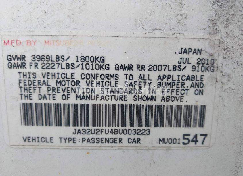 Photo 9 of 2011 Mitsubishi Lancer ES (VIN JA32U2FU4BU003223)