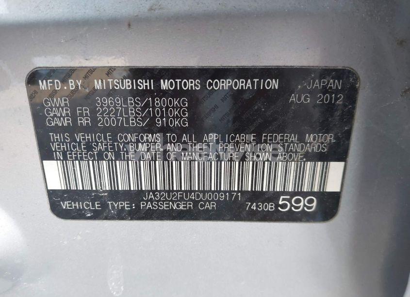 Photo 9 of 2013 Mitsubishi Lancer ES (VIN JA32U2FU4DU009171)