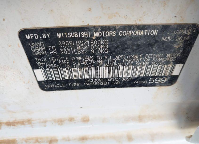 Photo 9 of 2015 Mitsubishi Lancer ES (VIN JA32U2FU4FU010629)