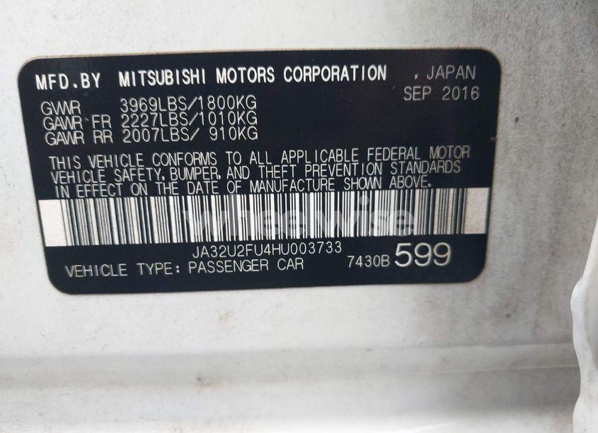 Photo 9 of 2017 Mitsubishi Lancer ES (VIN JA32U2FU4HU003733)