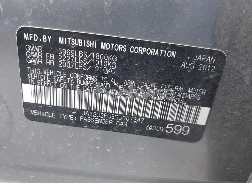 Photo 9 of 2013 Mitsubishi Lancer ES (VIN JA32U2FU5DU007347)