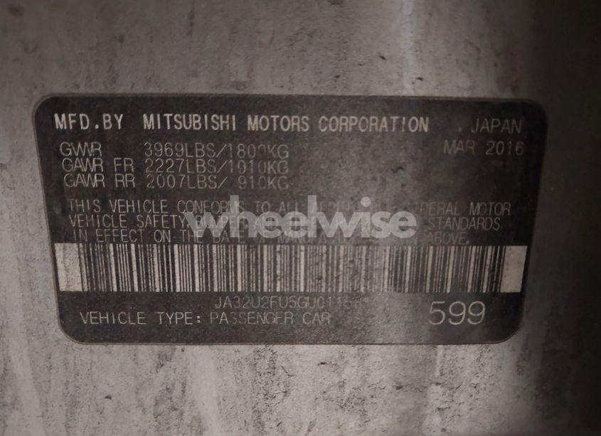 Photo 9 of 2016 Mitsubishi Lancer ES (VIN JA32U2FU5GU011581)