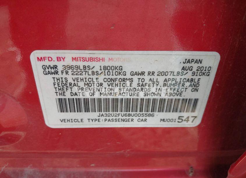 Photo 9 of 2011 Mitsubishi Lancer ES (VIN JA32U2FU6BU005586)
