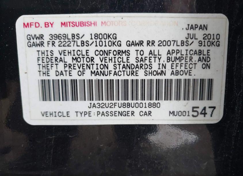 Photo 9 of 2011 Mitsubishi Lancer ES (VIN JA32U2FU8BU001880)