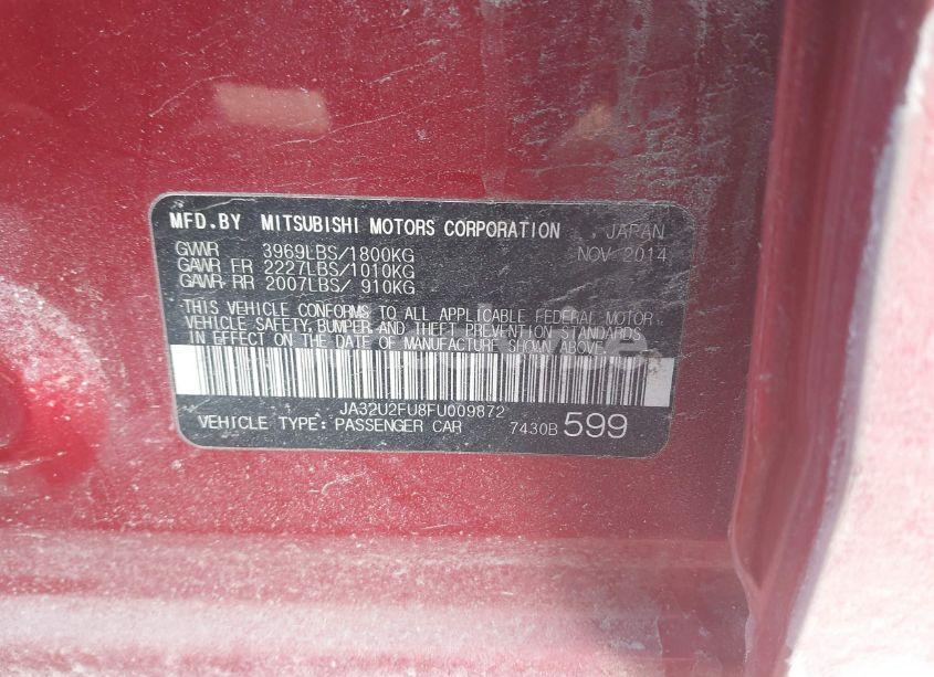 Photo 9 of 2015 Mitsubishi Lancer ES (VIN JA32U2FU8FU009872)