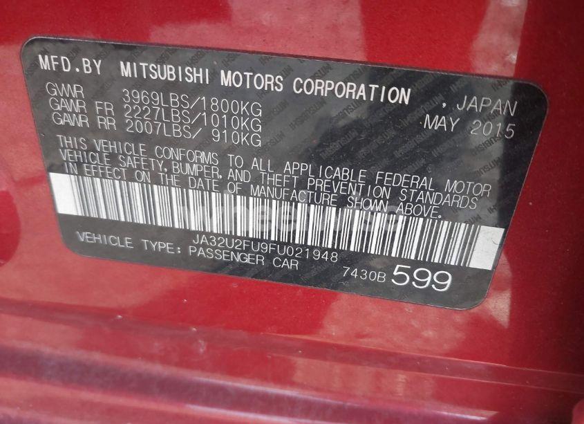 Photo 9 of 2015 Mitsubishi Lancer ES (VIN JA32U2FU9FU021948)