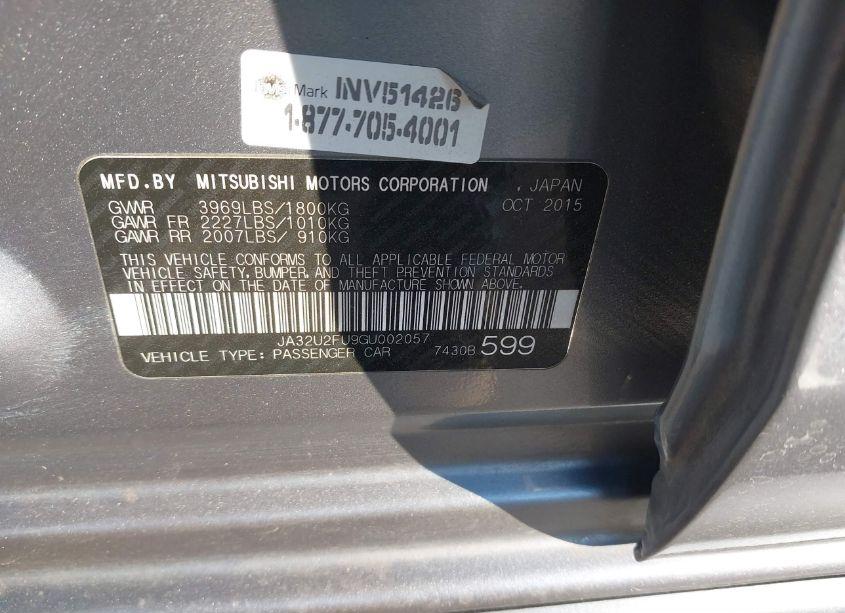 Photo 9 of 2016 Mitsubishi Lancer ES (VIN JA32U2FU9GU002057)