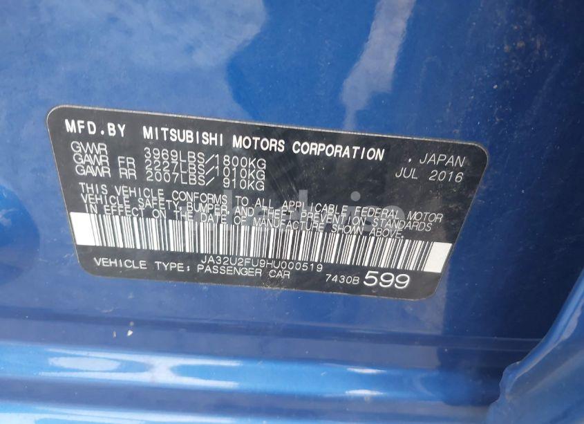 Photo 9 of 2017 Mitsubishi Lancer ES/LE (VIN JA32U2FU9HU000519)