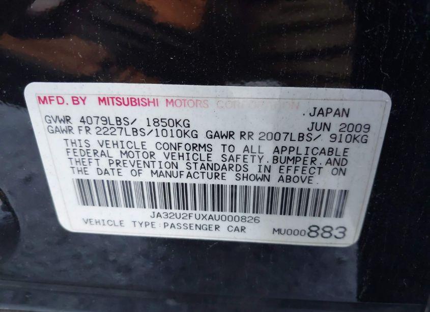 Photo 9 of 2010 Mitsubishi Lancer ES (VIN JA32U2FUXAU000826)