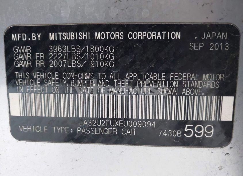 Photo 9 of 2014 Mitsubishi Lancer ES (VIN JA32U2FUXEU009094)