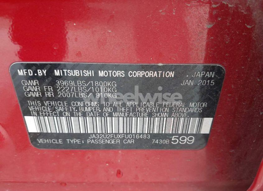 Photo 9 of 2015 Mitsubishi Lancer ES (VIN JA32U2FUXFU016483)