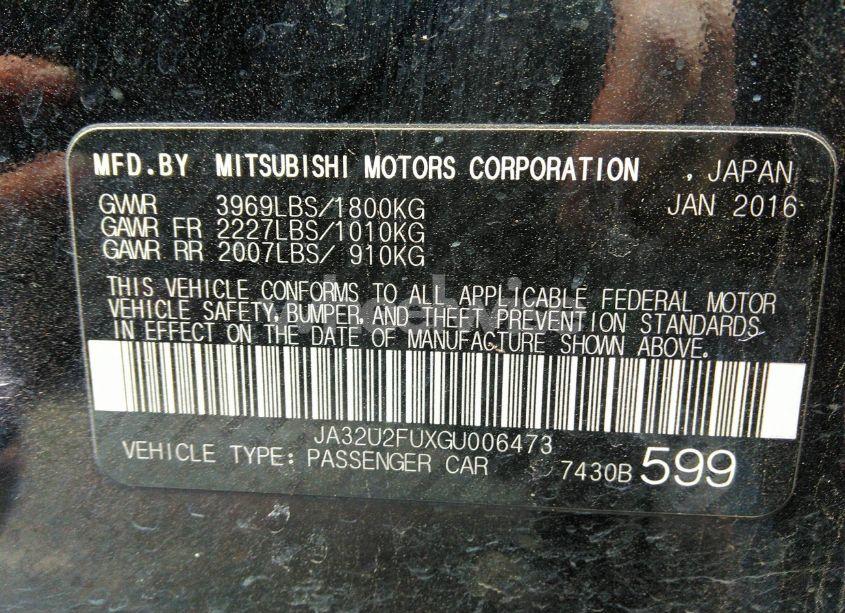 Photo 9 of 2016 Mitsubishi Lancer ES (VIN JA32U2FUXGU006473)