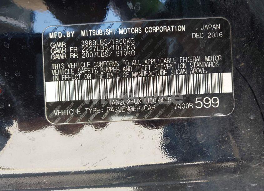 Photo 9 of 2017 Mitsubishi Lancer ES/LE (VIN JA32U2FUXHU007415)