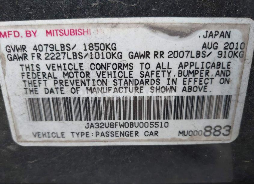 Photo 9 of 2011 Mitsubishi Lancer GTS (VIN JA32U8FW0BU005510)