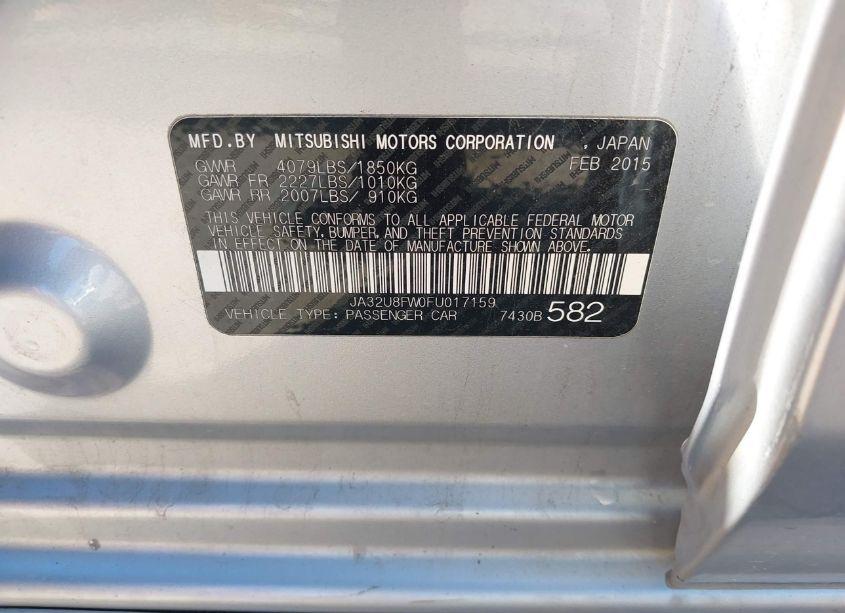 Photo 9 of 2015 Mitsubishi Lancer GT (VIN JA32U8FW0FU017159)