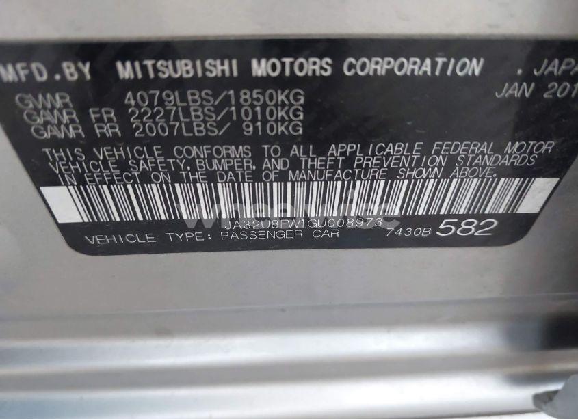 Photo 9 of 2016 Mitsubishi Lancer GT (VIN JA32U8FW1GU008973)