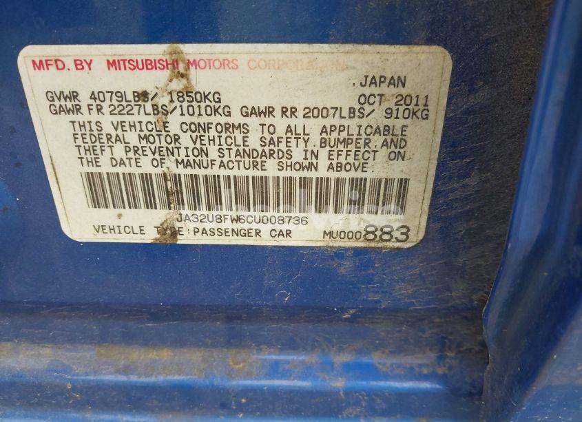 Photo 9 of 2012 Mitsubishi Lancer GT (VIN JA32U8FW6CU008736)