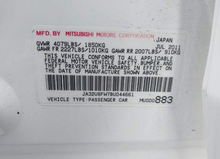 Photo 9 of 2011 Mitsubishi Lancer GTS (VIN JA32U8FW7BU044661)
