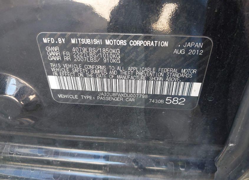 Photo 9 of 2013 Mitsubishi Lancer GT (VIN JA32U8FWXDU007798)