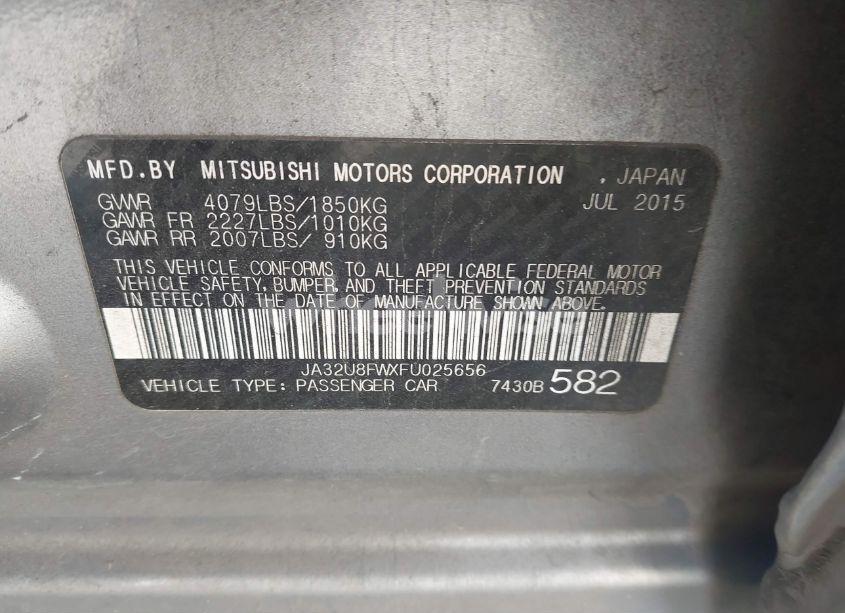 Photo 9 of 2015 Mitsubishi Lancer GT (VIN JA32U8FWXFU025656)