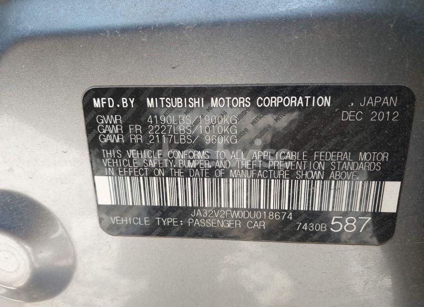 Photo 9 of 2013 Mitsubishi Lancer SE (VIN JA32V2FW0DU018674)