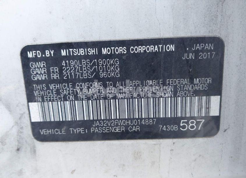 Photo 9 of 2017 Mitsubishi Lancer SE (VIN JA32V2FW0HU014887)