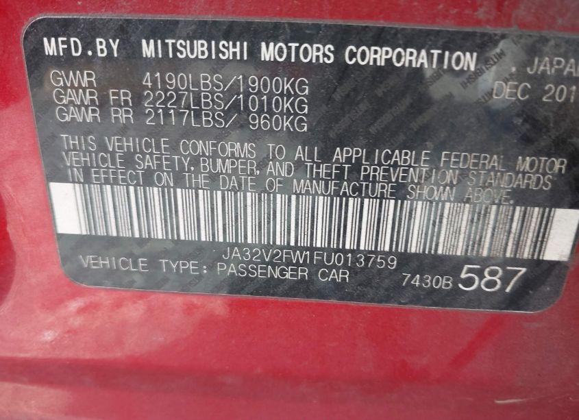 Photo 9 of 2015 Mitsubishi Lancer SE (VIN JA32V2FW1FU013759)