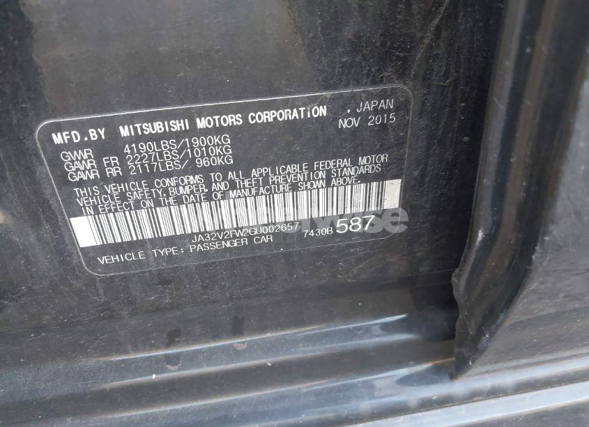 Photo 9 of 2016 Mitsubishi Lancer SEL (VIN JA32V2FW2GU002657)