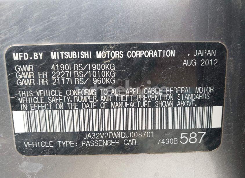 Photo 9 of 2013 Mitsubishi Lancer SE (VIN JA32V2FW4DU008701)