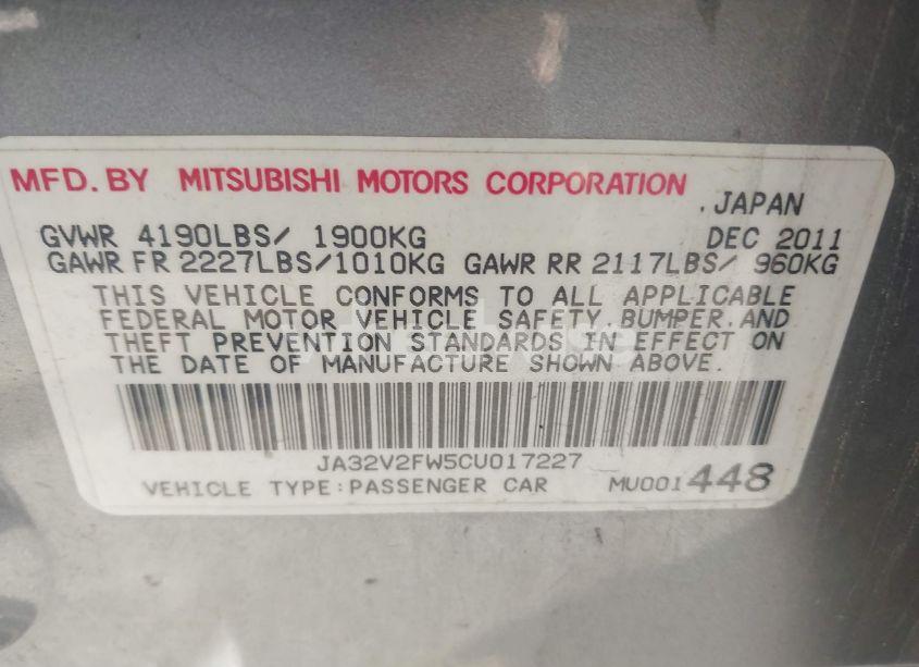 Photo 9 of 2012 Mitsubishi Lancer SE (VIN JA32V2FW5CU017227)