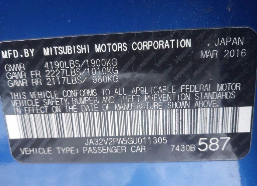 Photo 9 of 2016 Mitsubishi Lancer ES (VIN JA32V2FW5GU011305)