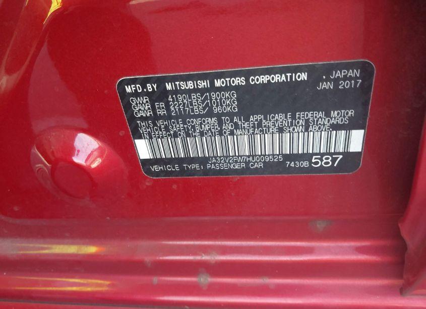 Photo 9 of 2017 Mitsubishi Lancer ES (VIN JA32V2FW7HU009525)