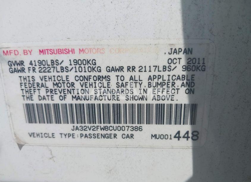 Photo 9 of 2012 Mitsubishi Lancer SE (VIN JA32V2FW8CU007386)