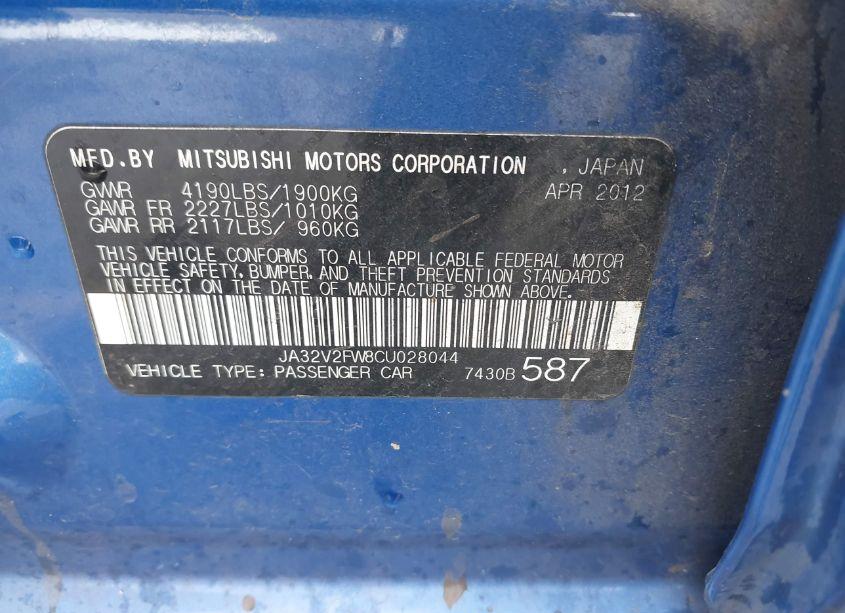 Photo 9 of 2012 Mitsubishi Lancer SE (VIN JA32V2FW8CU028044)