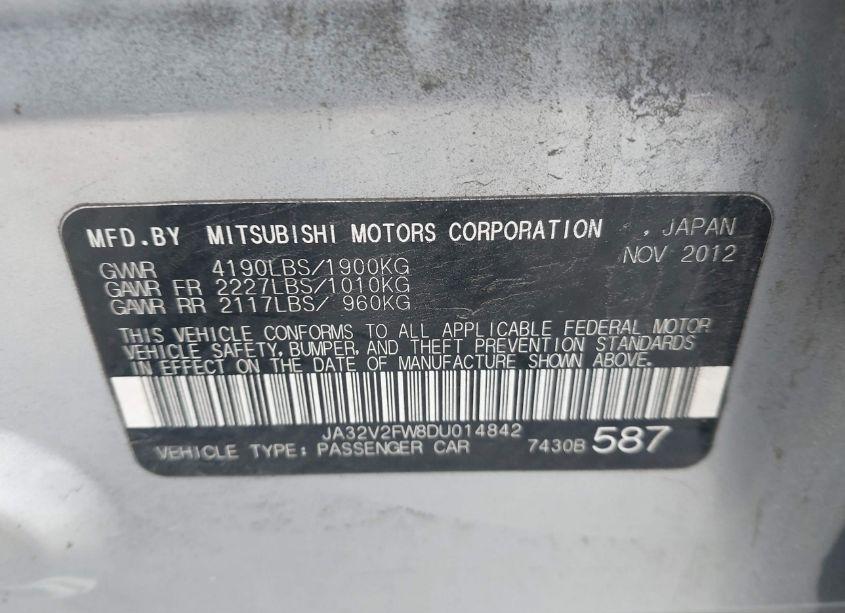 Photo 9 of 2013 Mitsubishi Lancer SE (VIN JA32V2FW8DU014842)