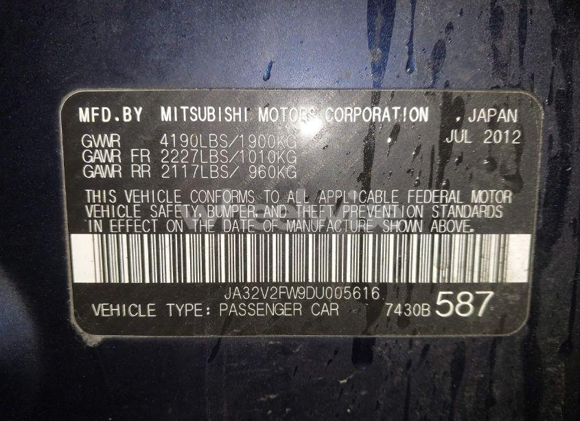 Photo 9 of 2013 Mitsubishi Lancer SE (VIN JA32V2FW9DU005616)