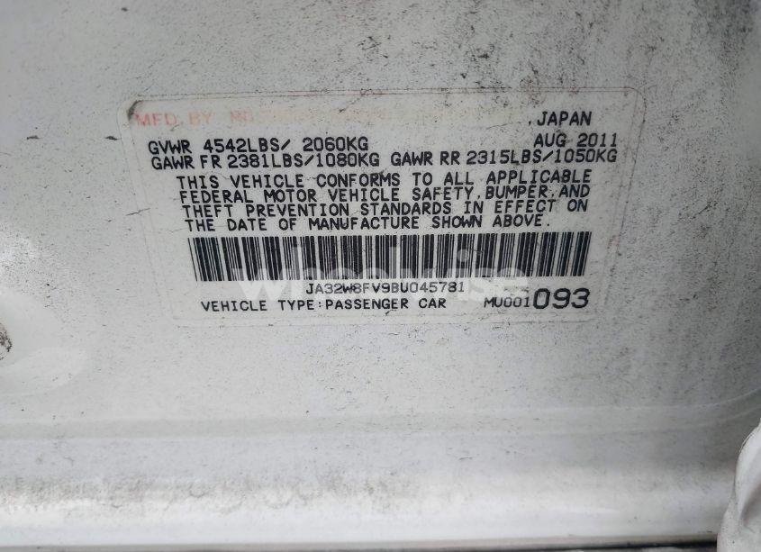 Photo 9 of 2011 Mitsubishi Lancer EVOLUTION GSR (VIN JA32W8FV9BU045781)