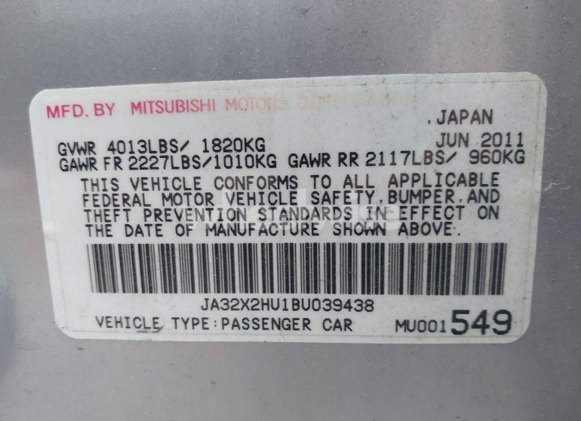 Photo 9 of 2011 Mitsubishi Lancer SPORTBACK ES (VIN JA32X2HU1BU039438)