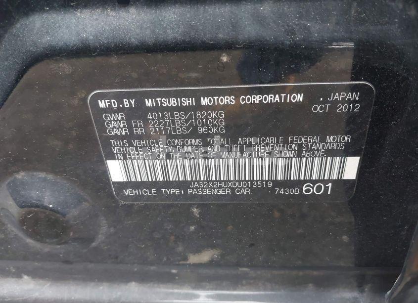 Photo 9 of 2013 Mitsubishi Lancer SPORTBACK ES (VIN JA32X2HUXDU013519)