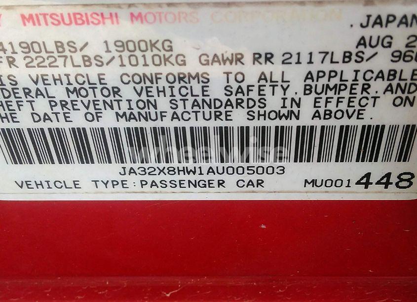 Photo 9 of 2010 Mitsubishi Lancer SPORTBACK GTS (VIN JA32X8HW1AU005003)